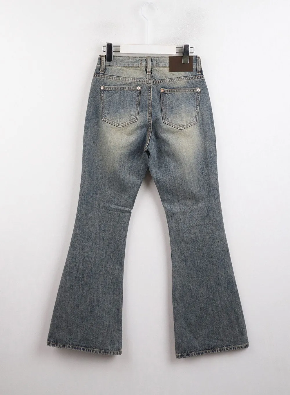 Slim Leg Washed Denim Bootcut Jeans CJ416