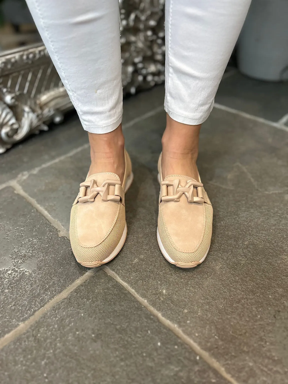 Stone Chain Detail Mesh Loafer