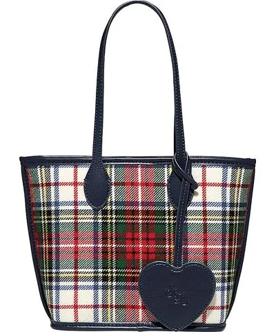 Stoney Clover Lane Faux Leather Trim Plaid Little Tote Bag