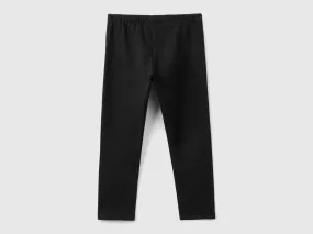 Stretch cotton leggings - Black | Benetton