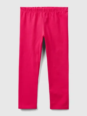 Stretch cotton leggings - Fuchsia | Benetton