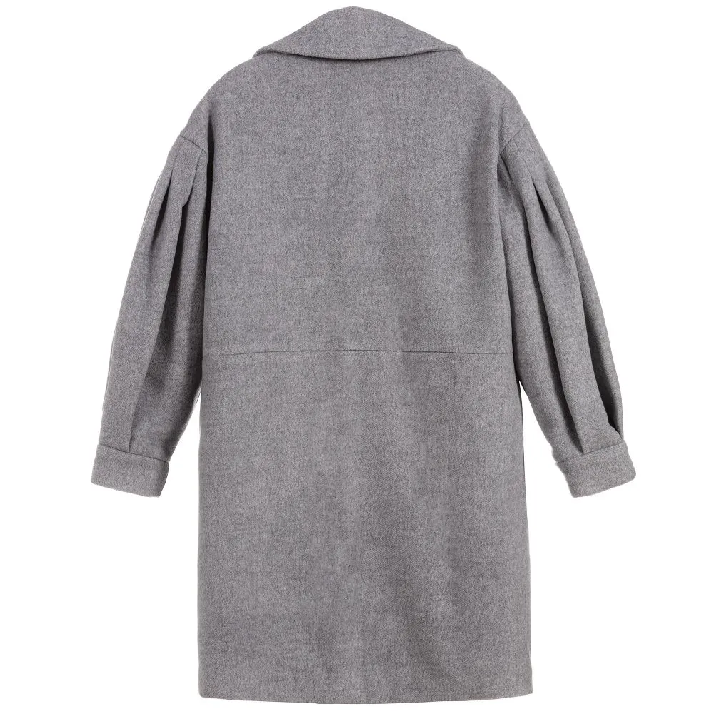 Teen Girls Grey Wool Coat