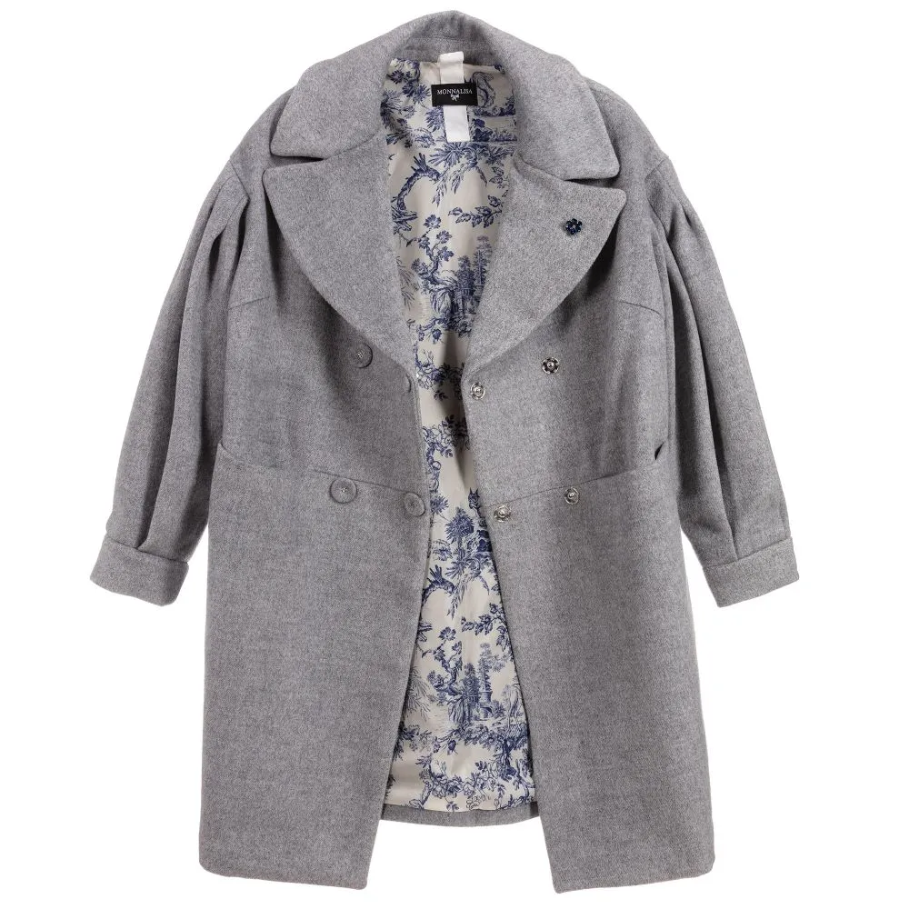 Teen Girls Grey Wool Coat