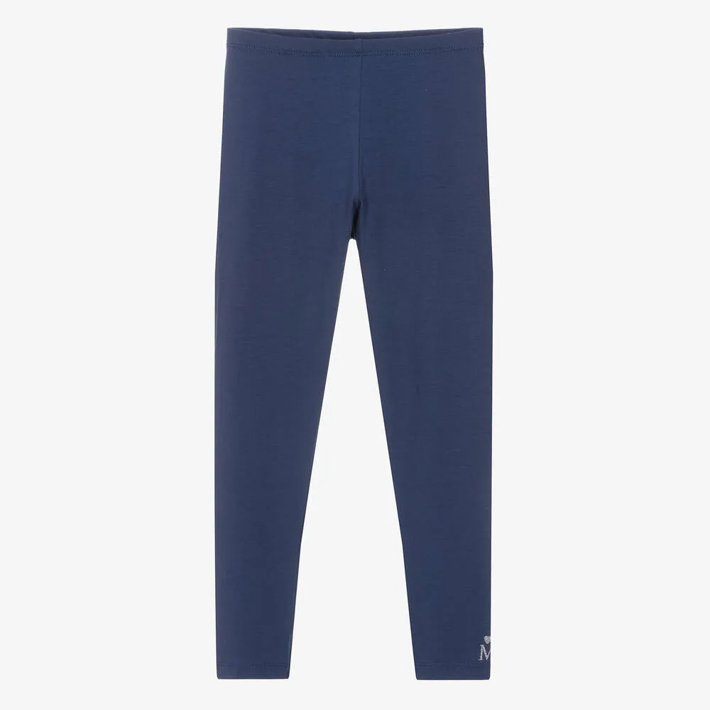 Teen Girls Navy Blue Cotton Leggings