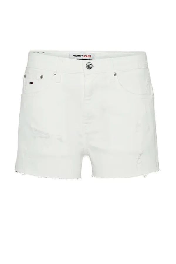 Tommy Hilfiger Women Denim Flag Logo Shorts White