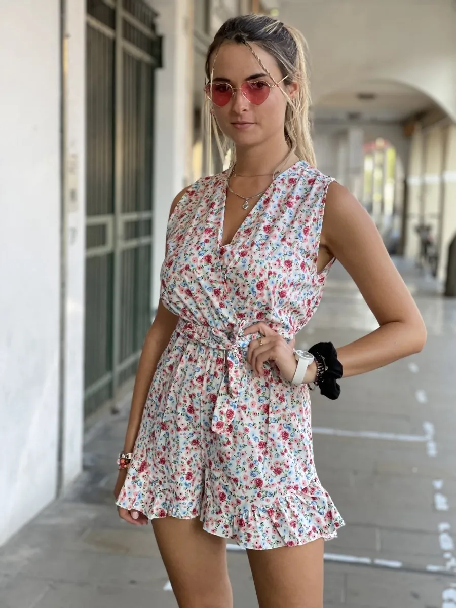 Tutina bianca a fiori