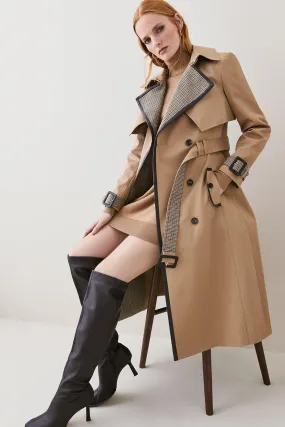 Tweed Mix Cotton Trench Coat | Karen Millen