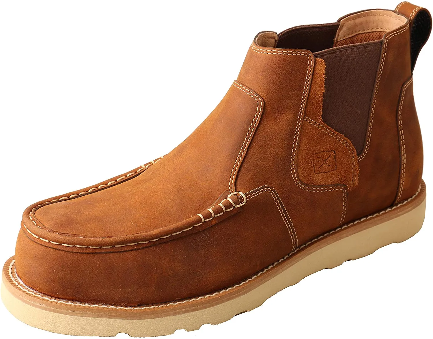 Twisted X Mens 4 Work Chelsea Wedge Sole Boot, Oiled Saddle, 9.5 M