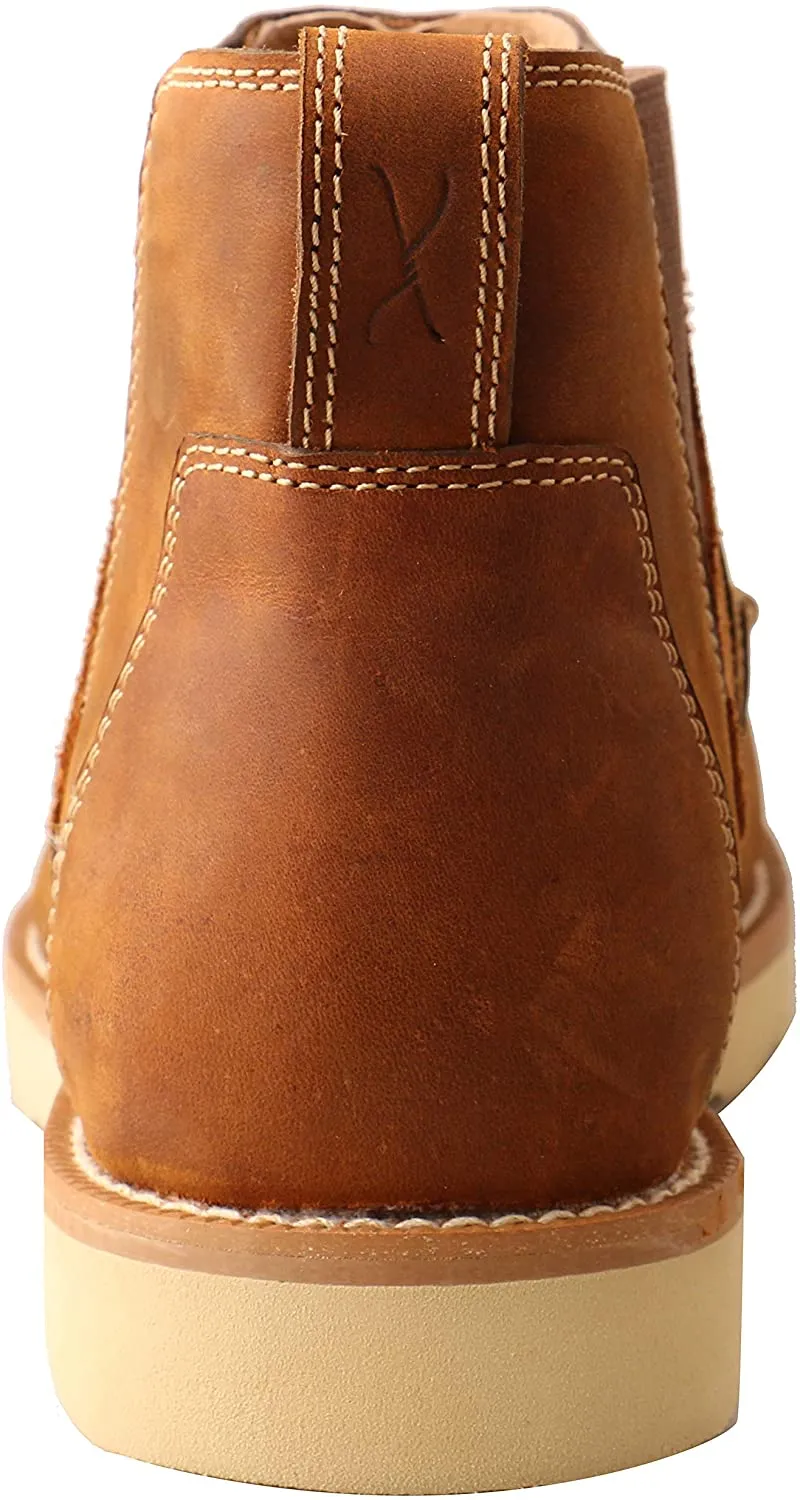 Twisted X Mens 4 Work Chelsea Wedge Sole Boot, Oiled Saddle, 9.5 M