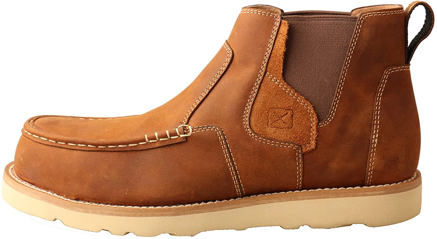 Twisted X Mens 4 Work Chelsea Wedge Sole Boot, Oiled Saddle, 9.5 M