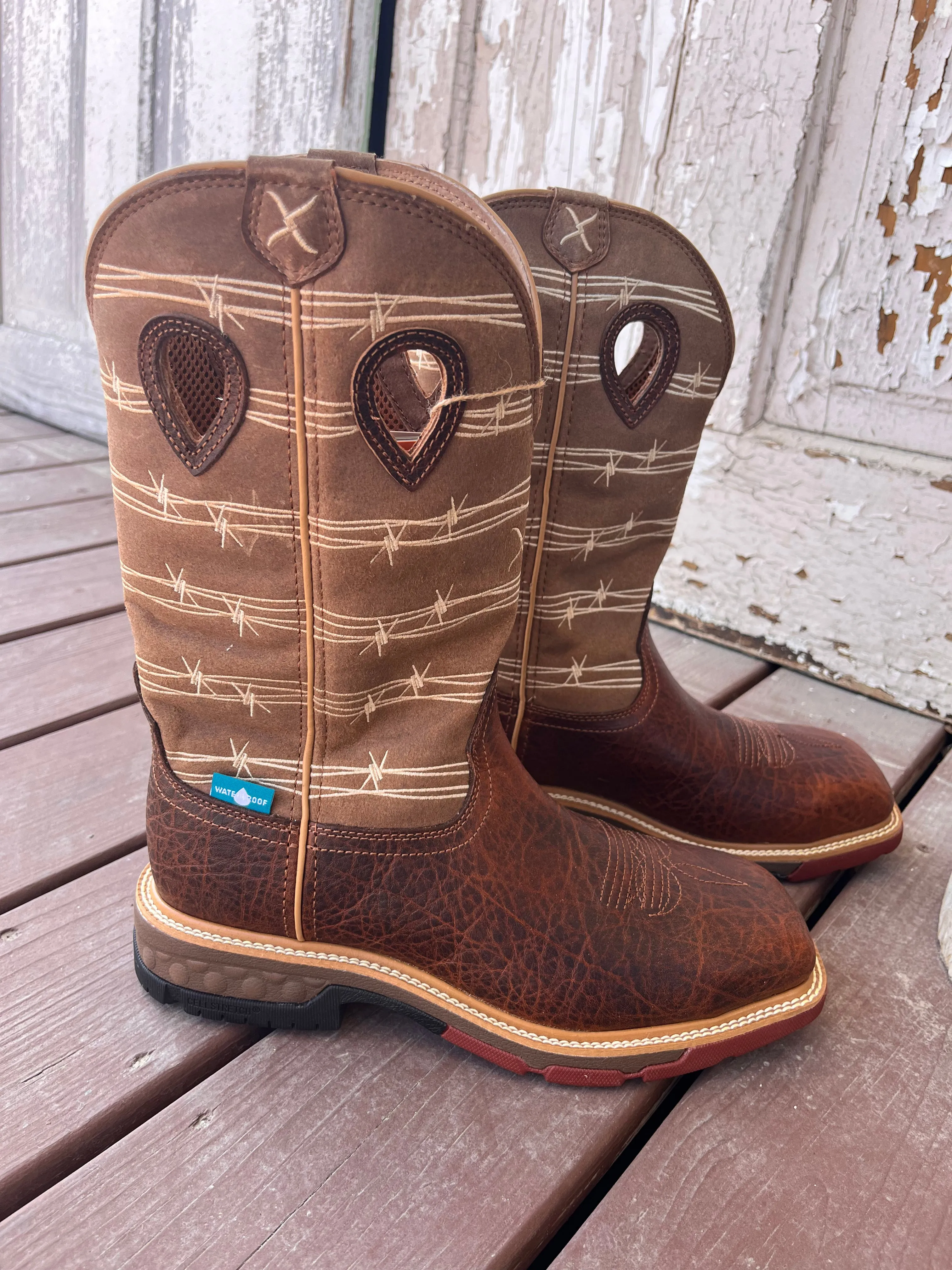 Twisted X Men's Rustic Brown & Lion Tan 12 Alloy Toe Western Work Cowboy Boot MXBAW05