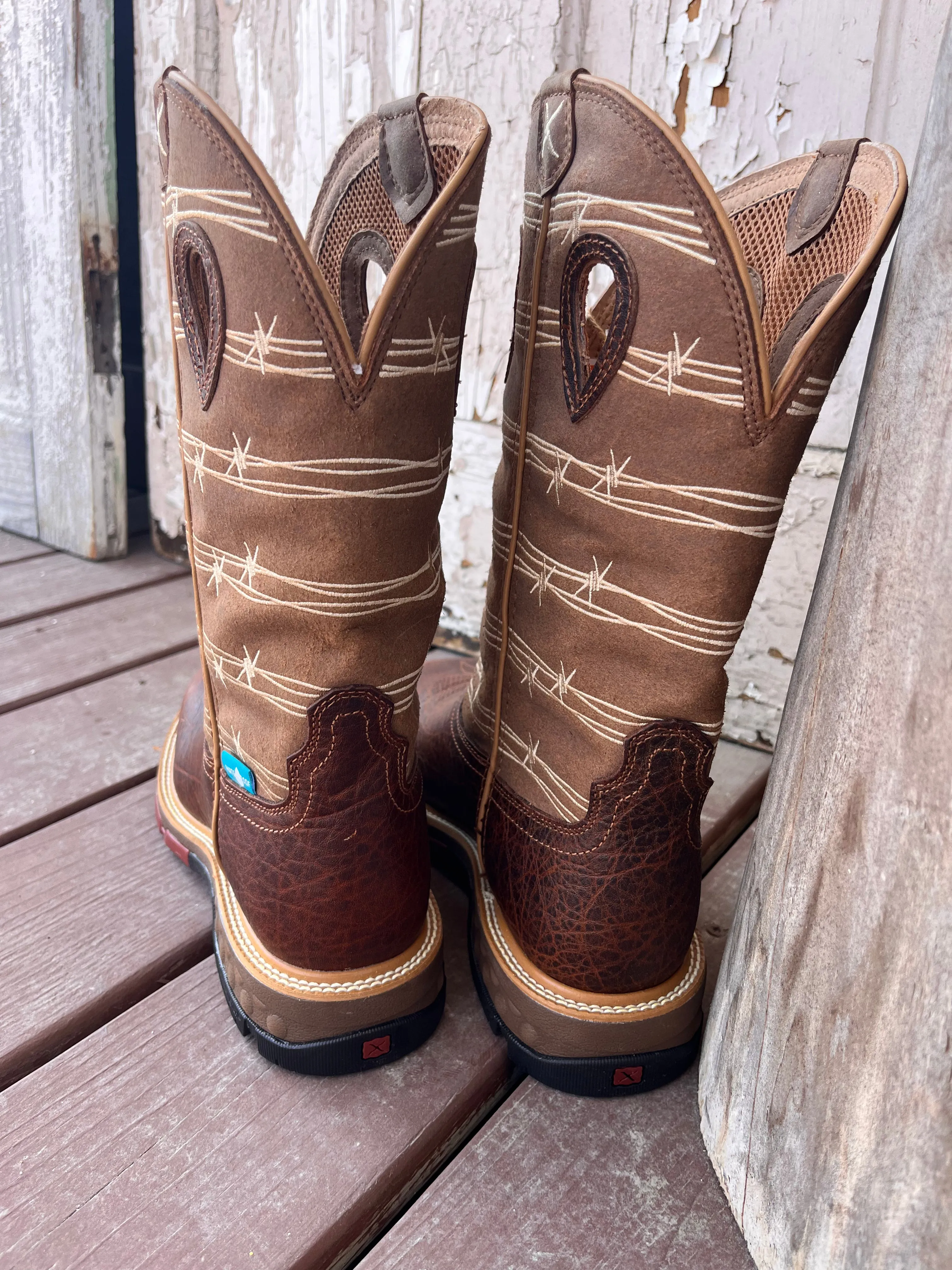 Twisted X Men's Rustic Brown & Lion Tan 12 Alloy Toe Western Work Cowboy Boot MXBAW05