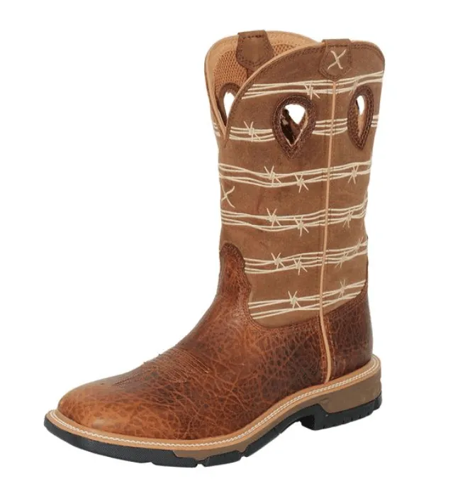 Twisted X Men's Rustic Brown & Lion Tan 12 Alloy Toe Western Work Cowboy Boot MXBAW05