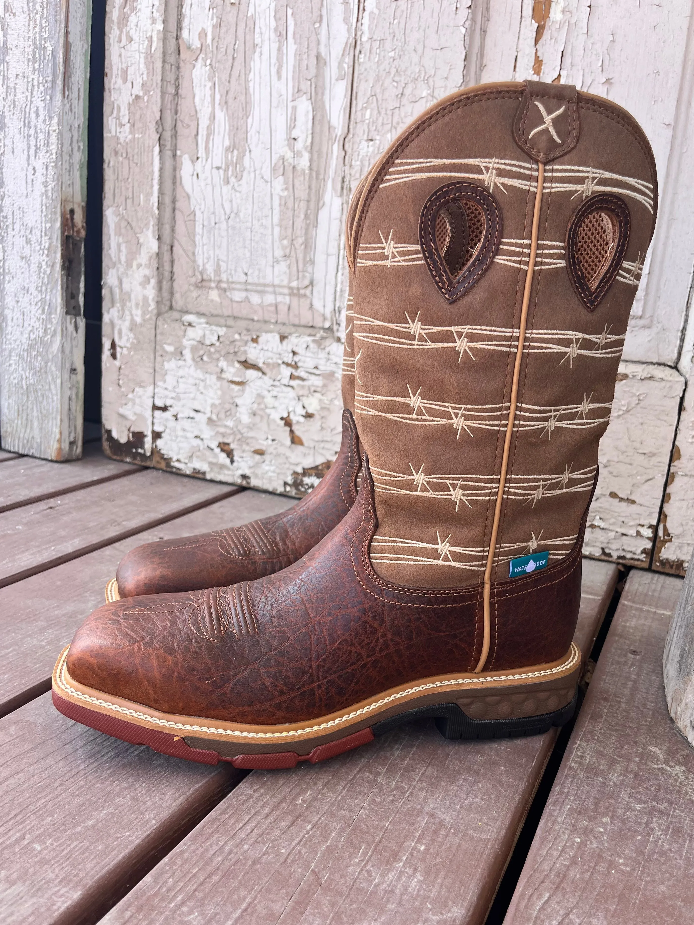 Twisted X Men's Rustic Brown & Lion Tan 12 Alloy Toe Western Work Cowboy Boot MXBAW05