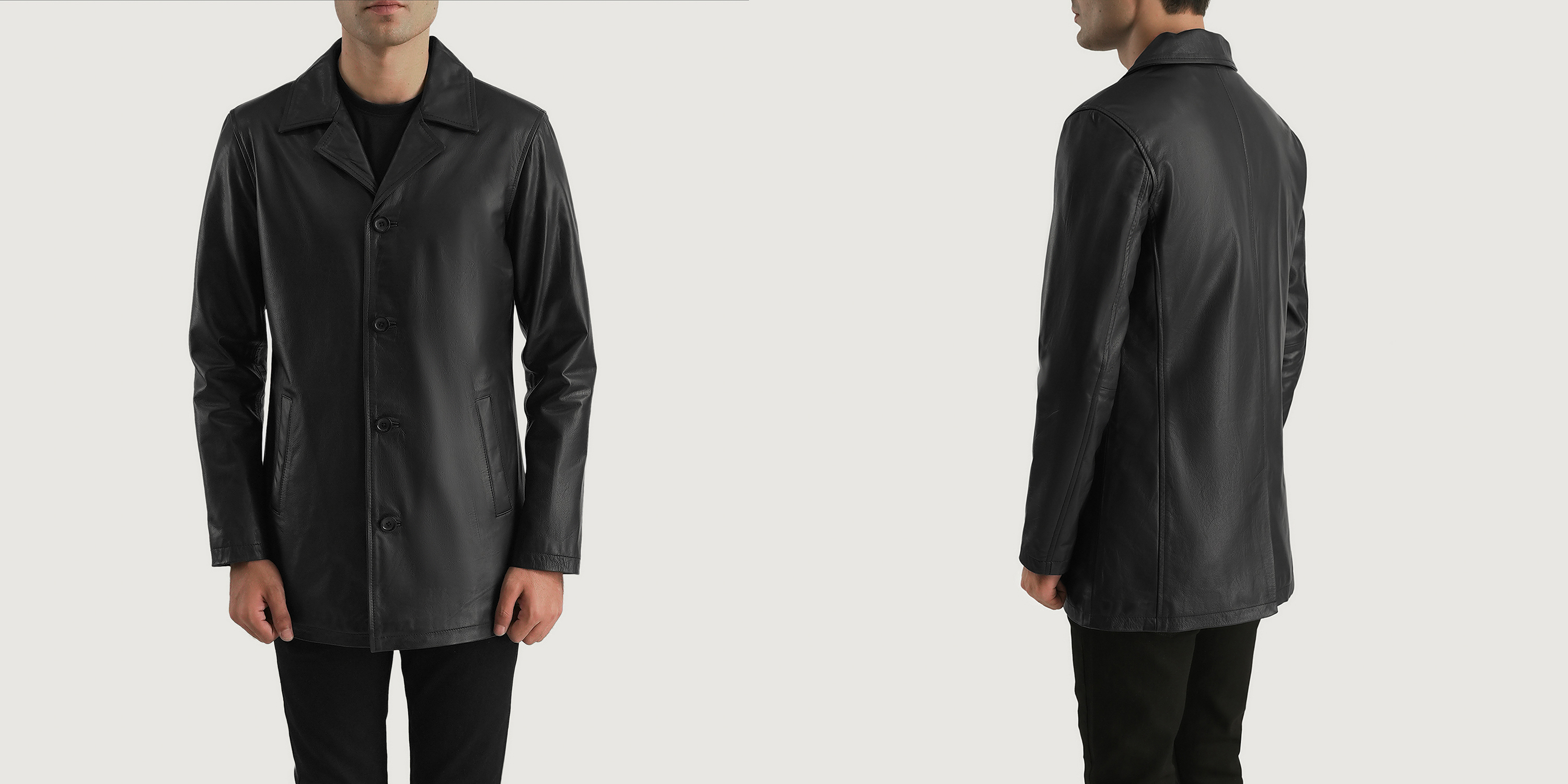 Urban Slate Black Leather Coat