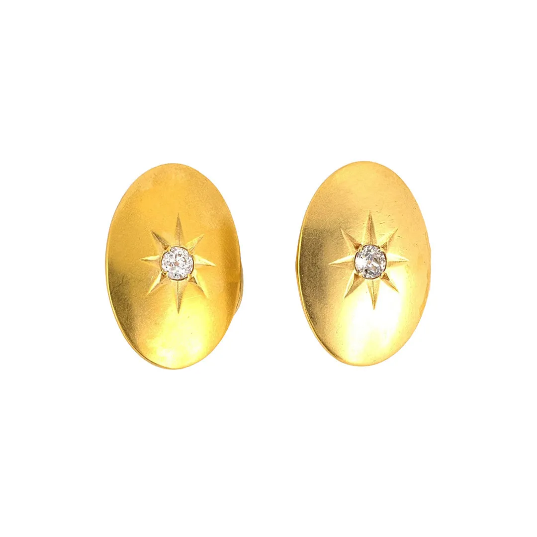 Victorian Diamond Oval Star Cuff Links