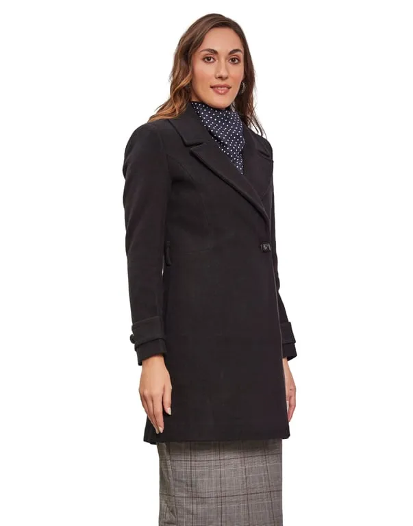 Women Wrap Coat  Black Color