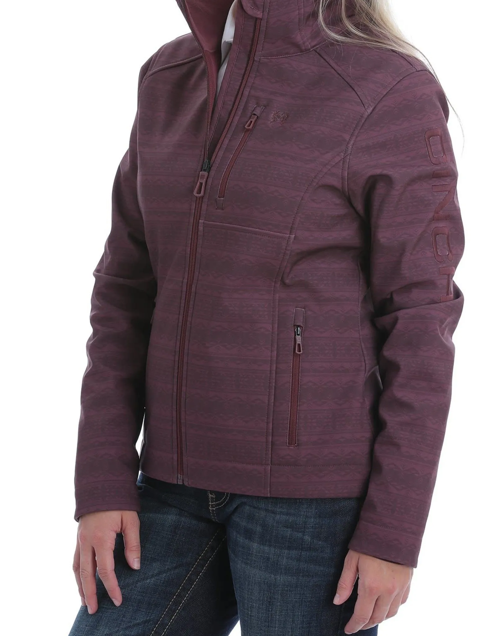 Womens Cinch Burgundy Print Bonded Jacket