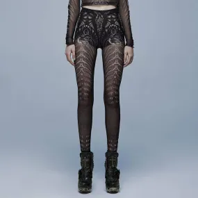 Women's Gothic Skeleton Sheer Leggings