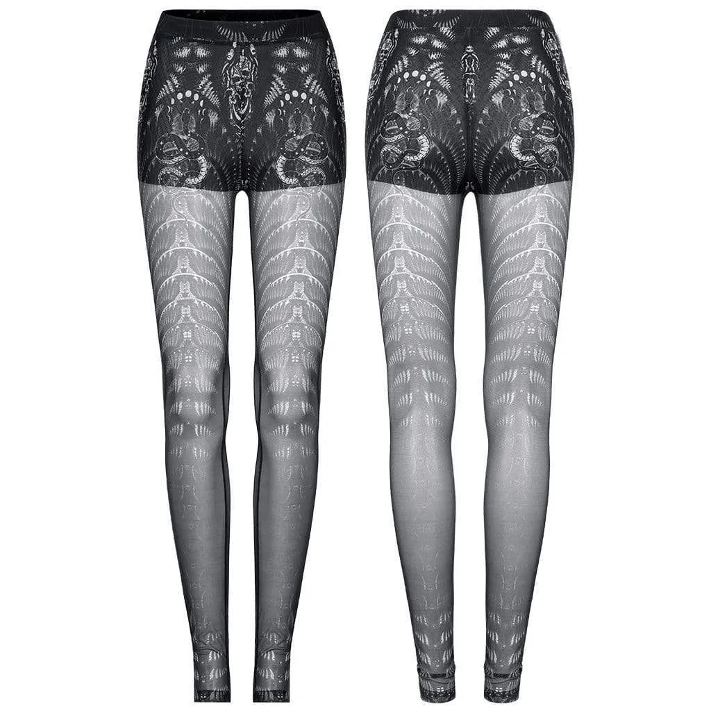 Women's Gothic Skeleton Sheer Leggings