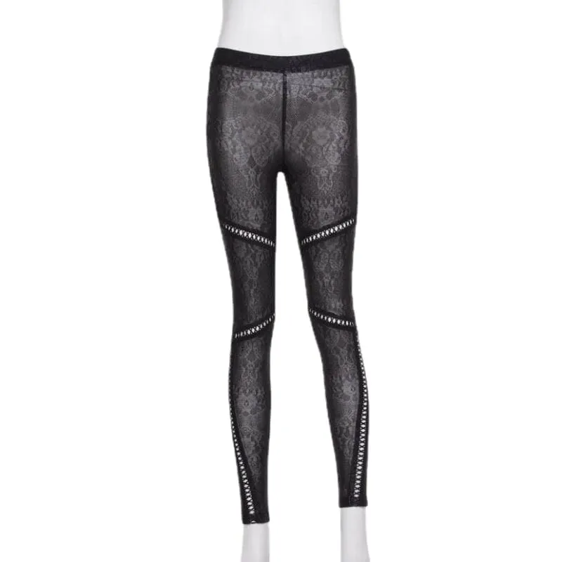 Women's Steampunk Stitching Lace Leggings