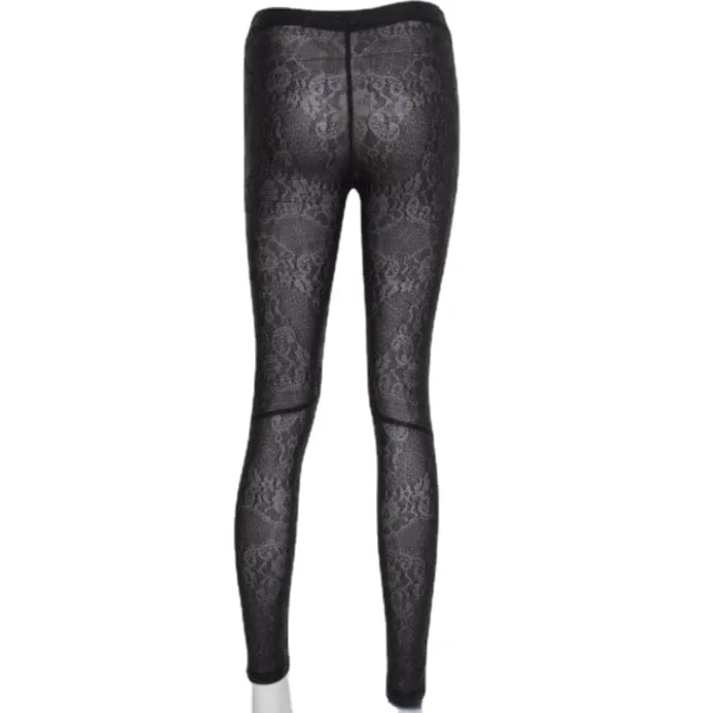 Women's Steampunk Stitching Lace Leggings