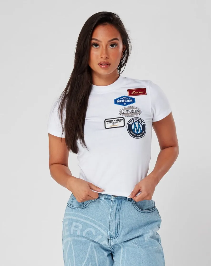 Womens White OG Badge Fitted Tshirt