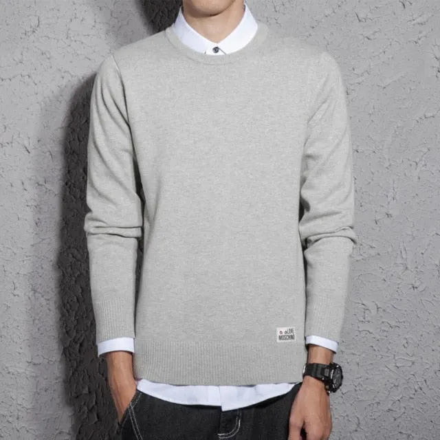 Xituodai Spring and Autumn New Men's Cotton Sweater Men's Slim Sweater Solid Color Round Neck Sweater Men