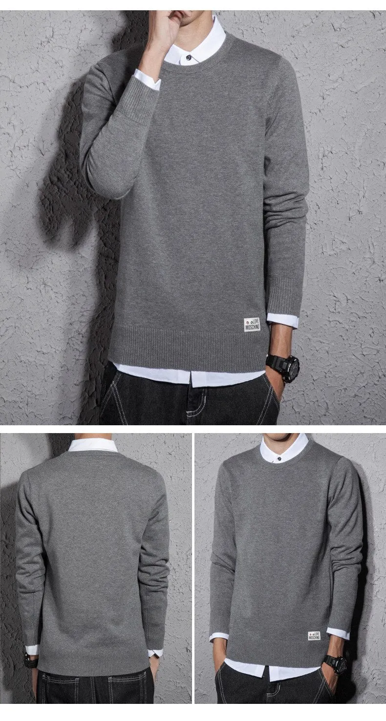 Xituodai Spring and Autumn New Men's Cotton Sweater Men's Slim Sweater Solid Color Round Neck Sweater Men