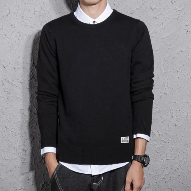 Xituodai Spring and Autumn New Men's Cotton Sweater Men's Slim Sweater Solid Color Round Neck Sweater Men