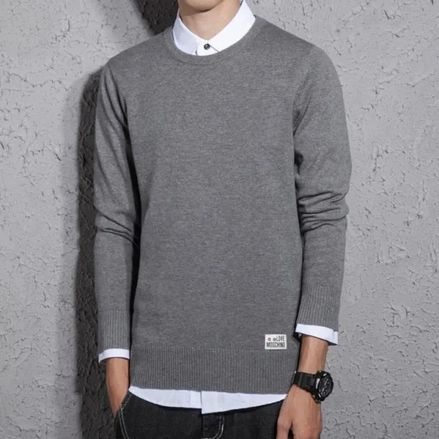 Xituodai Spring and Autumn New Men's Cotton Sweater Men's Slim Sweater Solid Color Round Neck Sweater Men