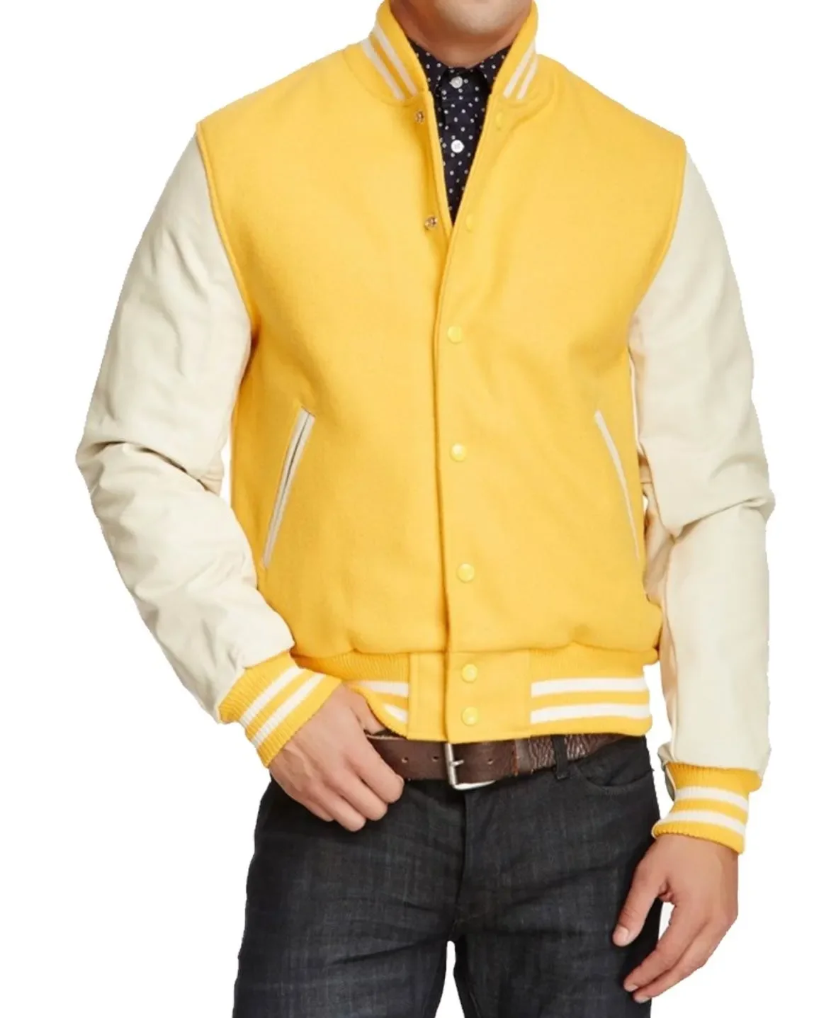 Yellow and White Varsity Jacket - William Jacket