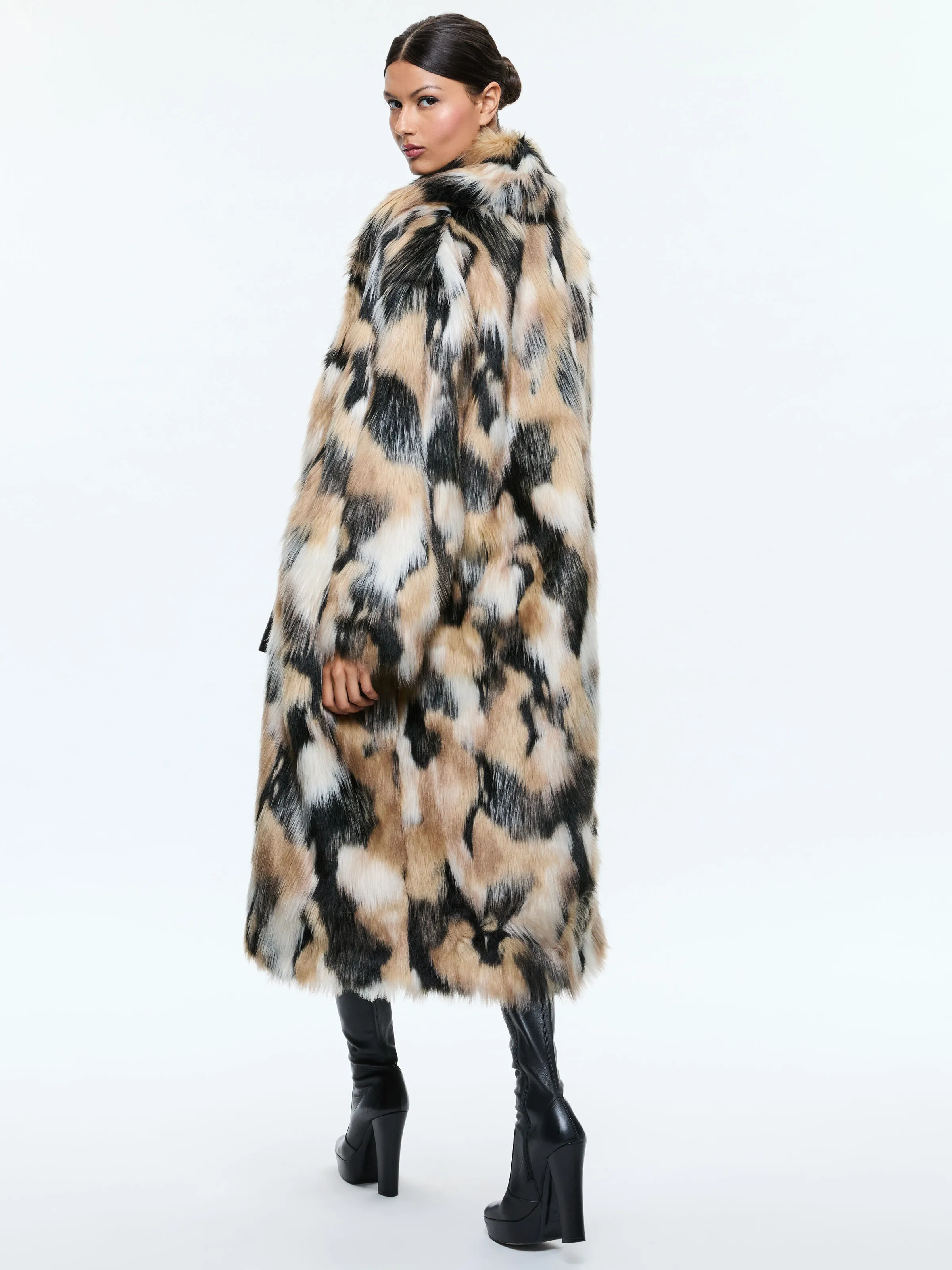 YETTA DROP SHOULDER FAUX FUR MAXI COAT